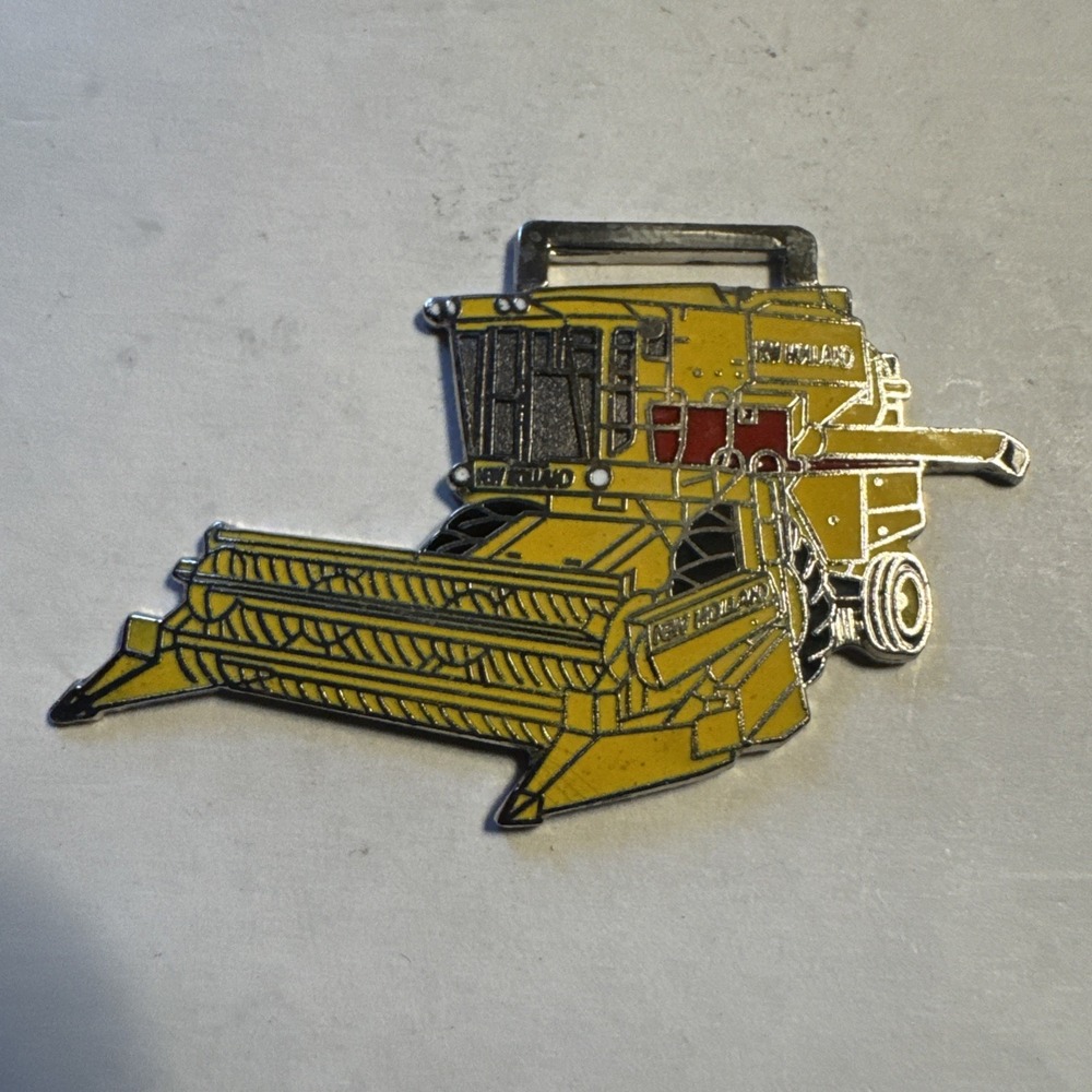 Vintage Yellow Farm Combine Machine Watch FOB Key Chain Antique  Charm Pendant